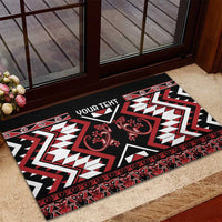 Personalised Aotearoa Waitangi Rubber Doormat Taniko Motifs - Mania Gecko LT7 - Polynesian Pride
