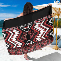Personalised Aotearoa Waitangi Sarong Taniko Motifs - Mania Gecko LT7 One Size 44 x 66 inches Red - Polynesian Pride