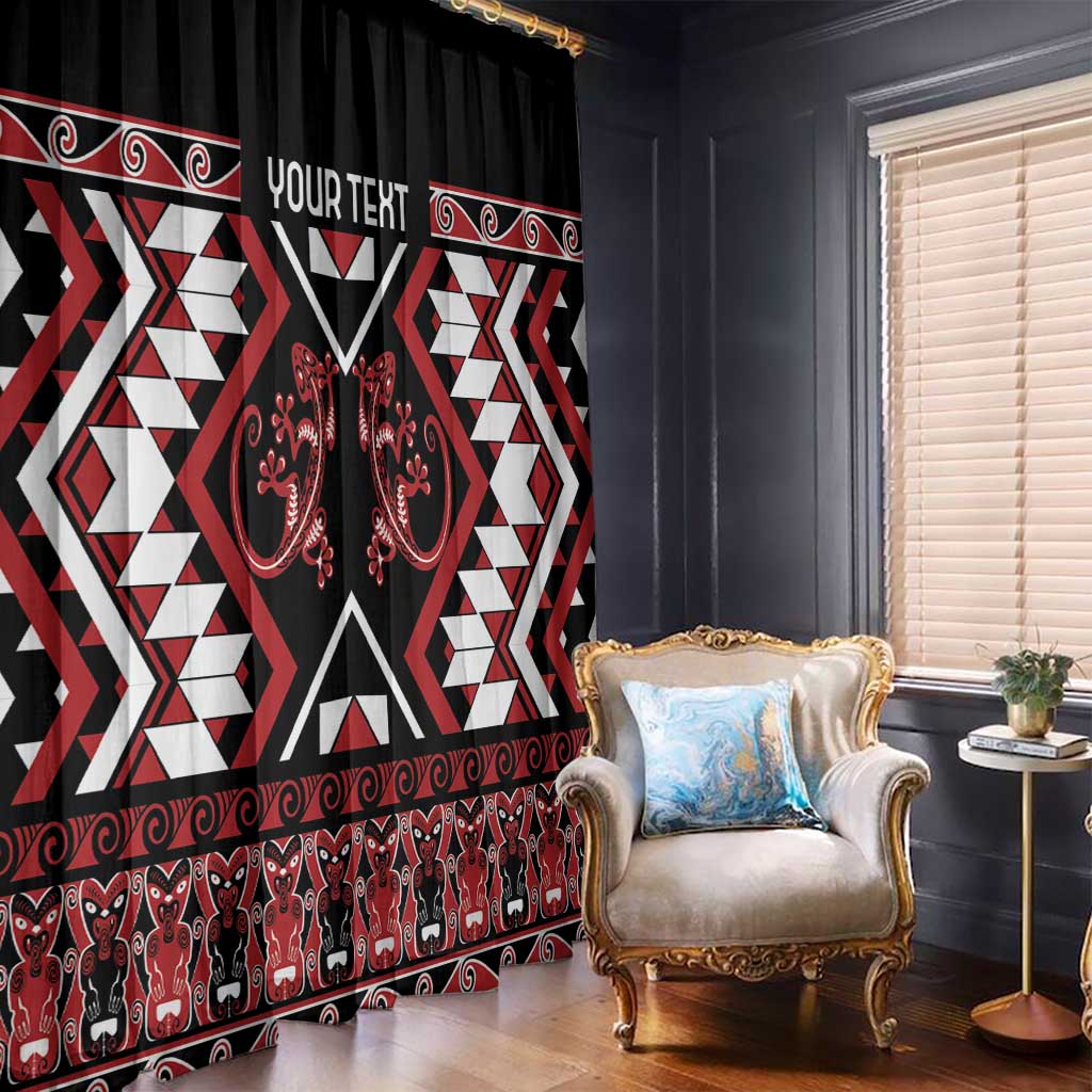 Personalised Aotearoa Waitangi Window Curtain Taniko Motifs - Mania Gecko LT7 - Polynesian Pride