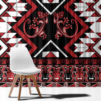 Personalised Aotearoa Waitangi Window Curtain Taniko Motifs - Mania Gecko LT7 - Polynesian Pride