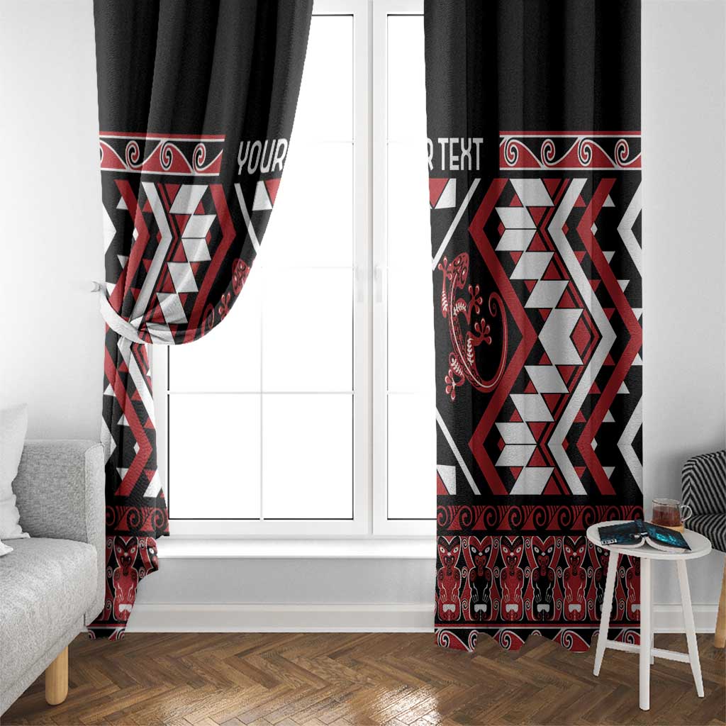 Personalised Aotearoa Waitangi Window Curtain Taniko Motifs - Mania Gecko LT7 - Polynesian Pride