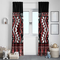 Personalised Aotearoa Waitangi Window Curtain Taniko Motifs - Mania Gecko LT7 - Polynesian Pride