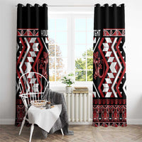 Personalised Aotearoa Waitangi Window Curtain Taniko Motifs - Mania Gecko LT7 - Polynesian Pride