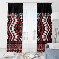 Personalised Aotearoa Waitangi Window Curtain Taniko Motifs - Mania Gecko LT7 - Polynesian Pride