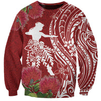 Personalised Hawaii Wahine Sweatshirt Women's Day Ohia Lehua LT7 Unisex Red - Polynesian Pride