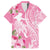 Personalised Hawaii Wahine Family Matching Off Shoulder Maxi Dress and Hawaiian Shirt Women's Day Maui Lokelani Roses LT7 Dad's Shirt - Short Sleeve Pink - Polynesian Pride