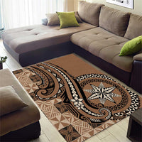 Tonga Ngatu Area Rug Vintage Brown Manulua Motifs LT7 - Polynesian Pride