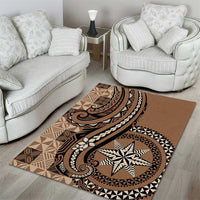 Tonga Ngatu Area Rug Vintage Brown Manulua Motifs LT7 - Polynesian Pride