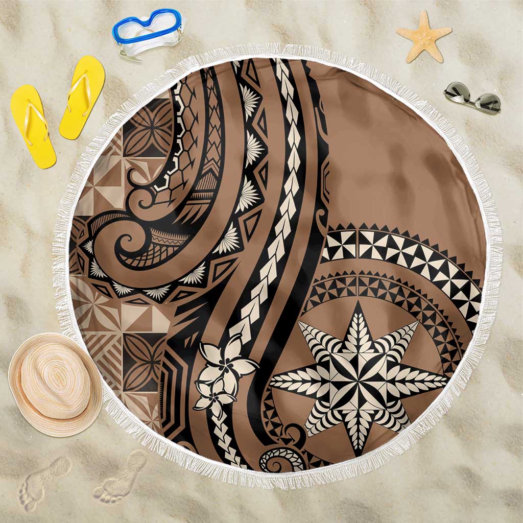 Tonga Ngatu Beach Blanket Vintage Brown Manulua Motifs LT7 One Size 150cm Brown - Polynesian Pride
