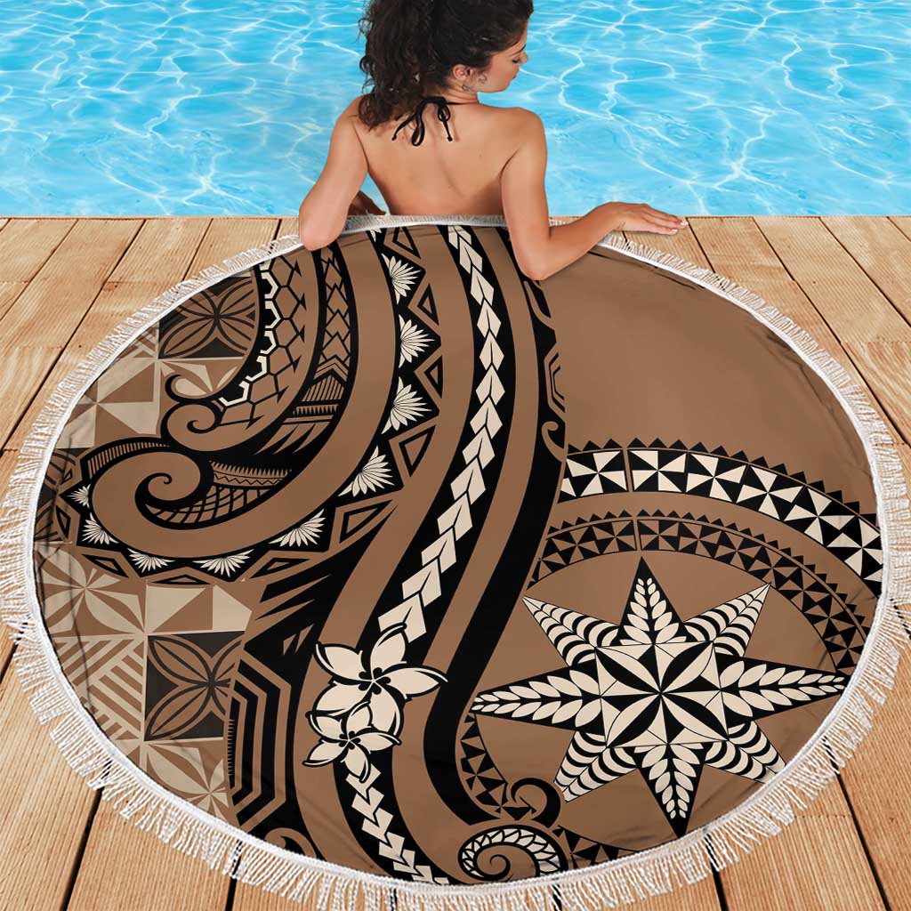 Tonga Ngatu Beach Blanket Vintage Brown Manulua Motifs LT7 - Polynesian Pride