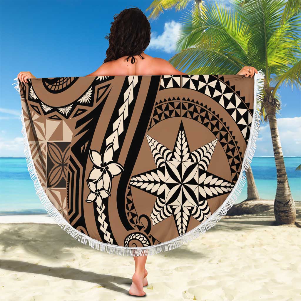 Tonga Ngatu Beach Blanket Vintage Brown Manulua Motifs LT7 - Polynesian Pride