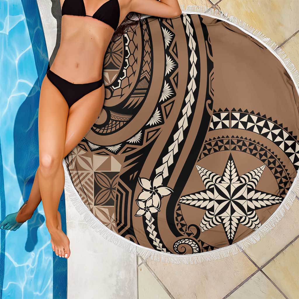 Tonga Ngatu Beach Blanket Vintage Brown Manulua Motifs LT7 - Polynesian Pride