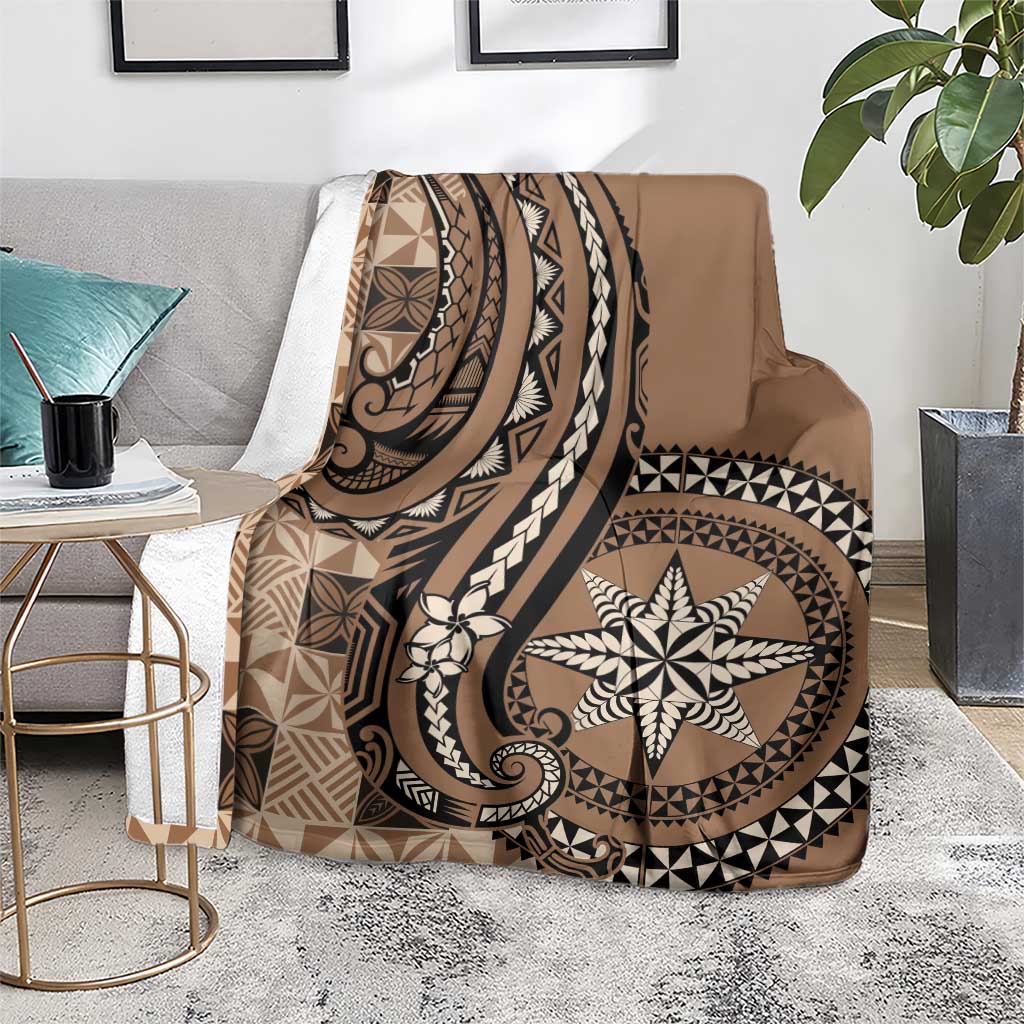 Tonga Ngatu Blanket Vintage Brown Manulua Motifs LT7 - Polynesian Pride