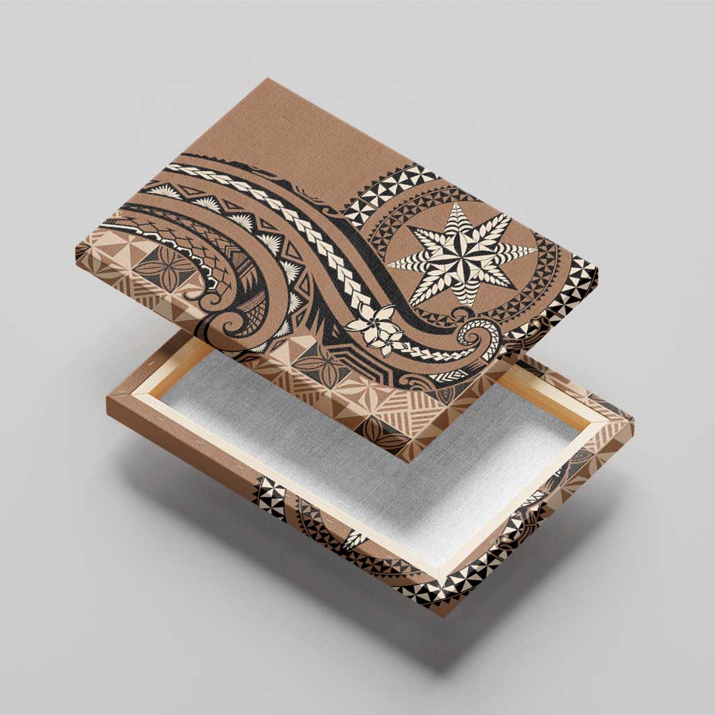 Tonga Ngatu Canvas Wall Art Vintage Brown Manulua Motifs LT7 - Polynesian Pride