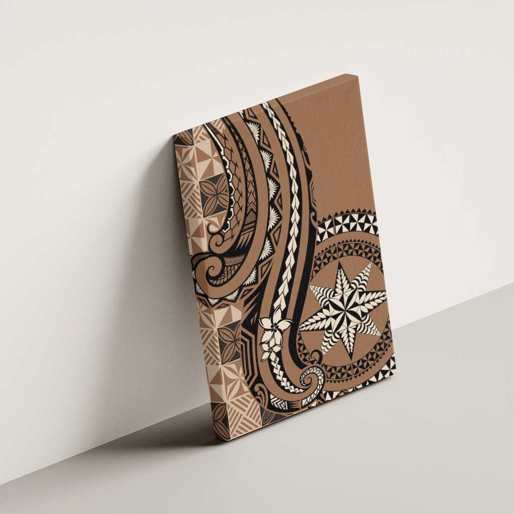 Tonga Ngatu Canvas Wall Art Vintage Brown Manulua Motifs LT7 - Polynesian Pride