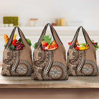 Tonga Ngatu Grocery Bag Vintage Brown Manulua Motifs LT7 3-pack One Size Brown - Polynesian Pride