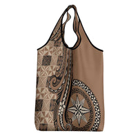 Tonga Ngatu Grocery Bag Vintage Brown Manulua Motifs LT7 - Polynesian Pride