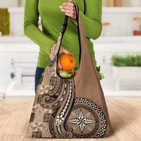 Tonga Ngatu Grocery Bag Vintage Brown Manulua Motifs LT7 - Polynesian Pride