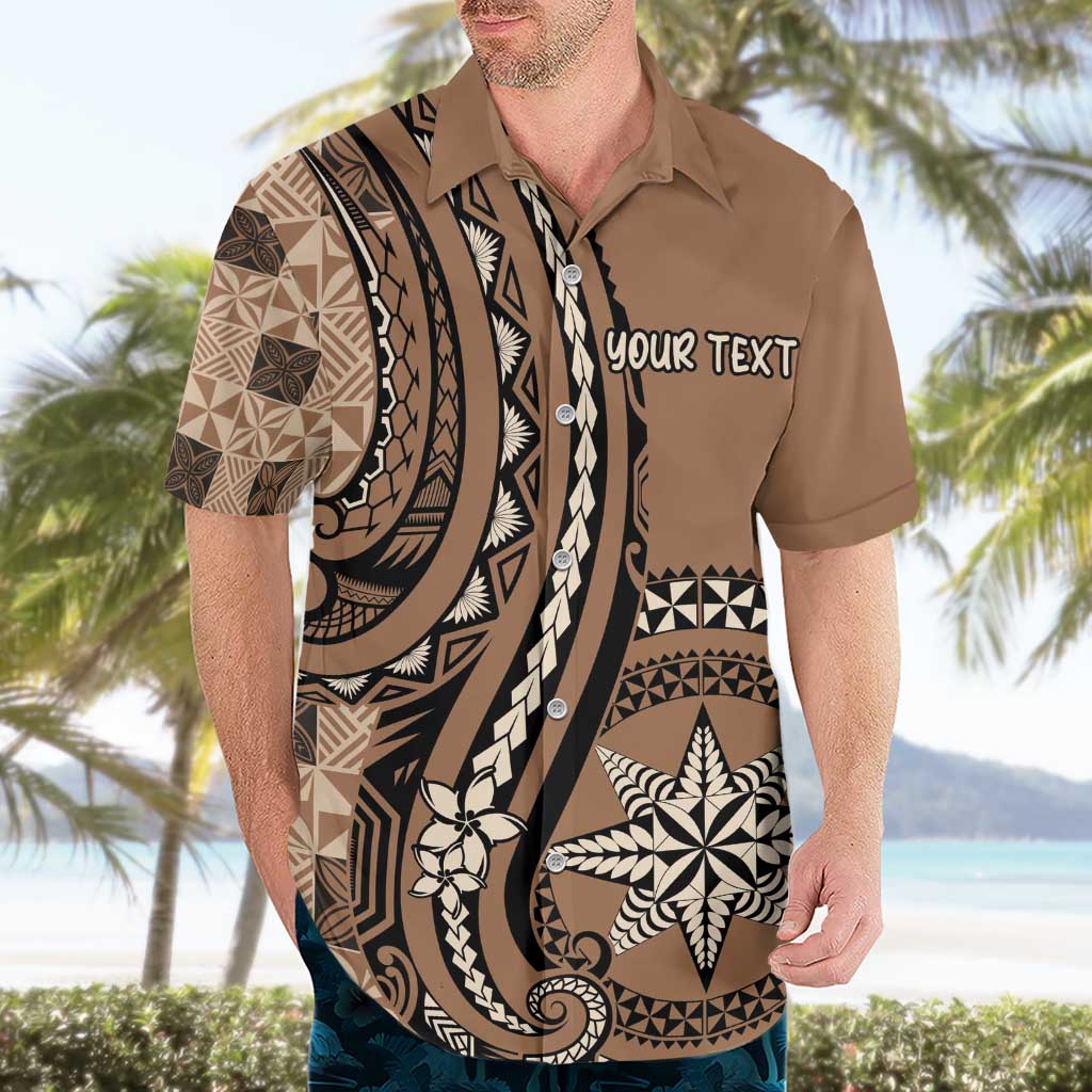 Personalized Tonga Ngatu Hawaiian Shirt Vintage Brown Manulua Motifs LT7 - Polynesian Pride