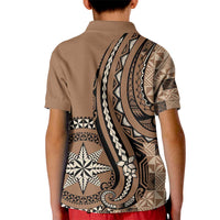 Personalized Tonga Ngatu Kid Polo Shirt Vintage Brown Manulua Motifs LT7 - Polynesian Pride
