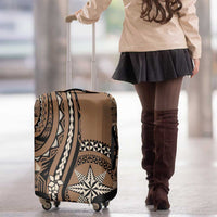 Tonga Ngatu Luggage Cover Vintage Brown Manulua Motifs LT7 - Polynesian Pride
