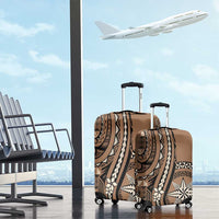 Tonga Ngatu Luggage Cover Vintage Brown Manulua Motifs LT7 - Polynesian Pride