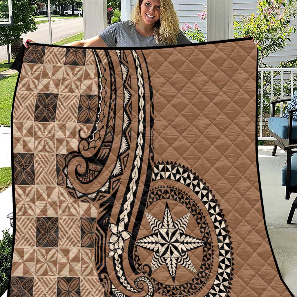 Tonga Ngatu Quilt Vintage Brown Manulua Motifs LT7 Brown - Polynesian Pride