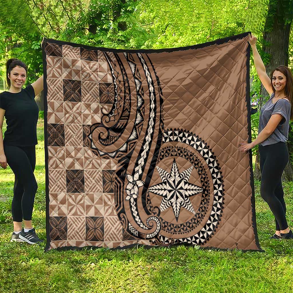 Tonga Ngatu Quilt Vintage Brown Manulua Motifs LT7 - Polynesian Pride
