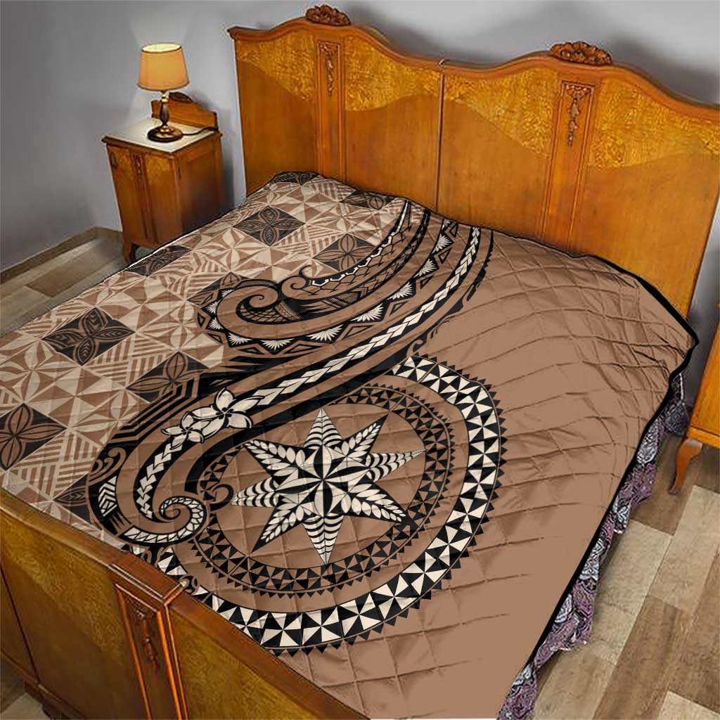 Tonga Ngatu Quilt Vintage Brown Manulua Motifs LT7 - Polynesian Pride