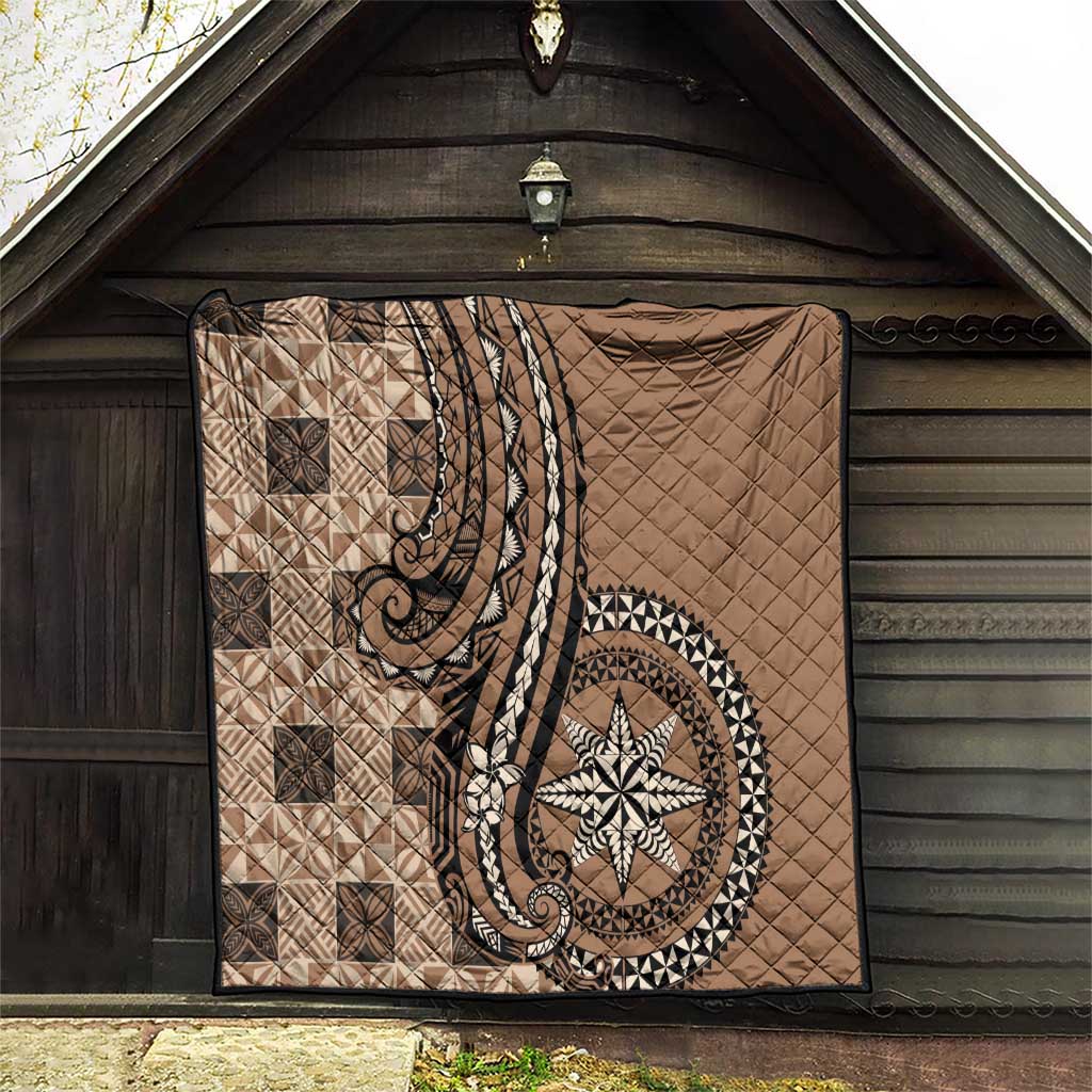 Tonga Ngatu Quilt Vintage Brown Manulua Motifs LT7 - Polynesian Pride