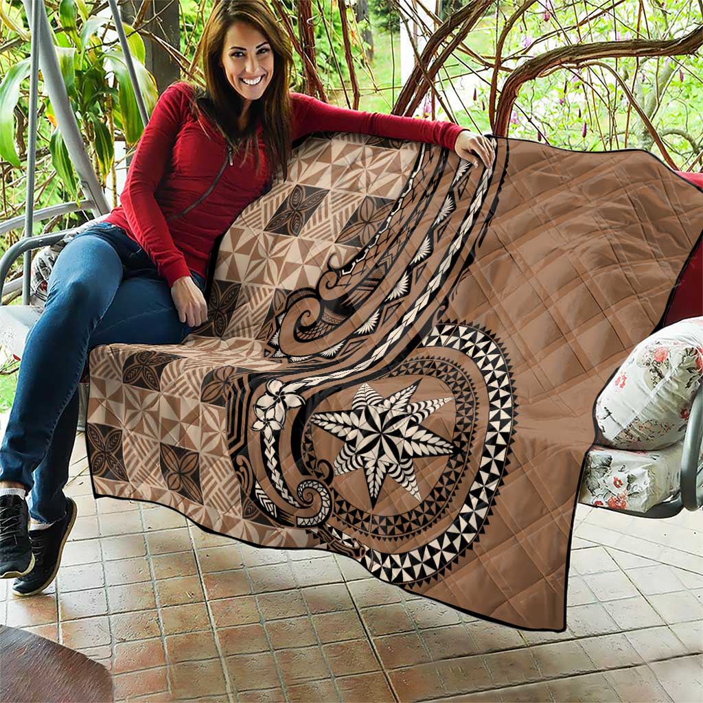 Tonga Ngatu Quilt Vintage Brown Manulua Motifs LT7 - Polynesian Pride
