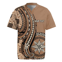 Personalized Tonga Ngatu Rugby Jersey Vintage Brown Manulua Motifs LT7 Brown - Polynesian Pride