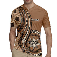 Personalized Tonga Ngatu Rugby Jersey Vintage Brown Manulua Motifs LT7 - Polynesian Pride