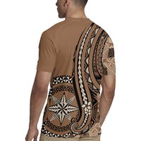 Personalized Tonga Ngatu Rugby Jersey Vintage Brown Manulua Motifs LT7 - Polynesian Pride