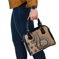 Tonga Ngatu Shoulder Handbag Vintage Brown Manulua Motifs LT7 - Polynesian Pride