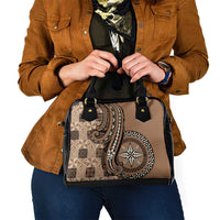 Tonga Ngatu Shoulder Handbag Vintage Brown Manulua Motifs LT7 - Polynesian Pride