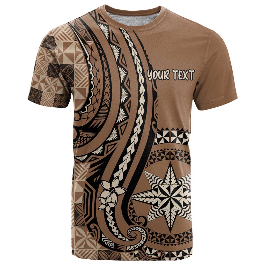 Personalized Tonga Ngatu T Shirt Vintage Brown Manulua Motifs LT7 Brown - Polynesian Pride