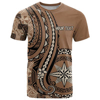 Personalized Tonga Ngatu T Shirt Vintage Brown Manulua Motifs LT7 Brown - Polynesian Pride