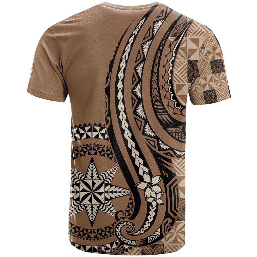 Personalized Tonga Ngatu T Shirt Vintage Brown Manulua Motifs LT7 - Polynesian Pride