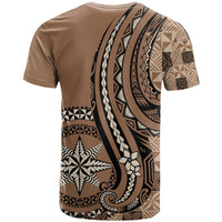 Personalized Tonga Ngatu T Shirt Vintage Brown Manulua Motifs LT7 - Polynesian Pride