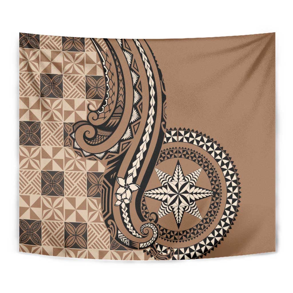 Tonga Ngatu Tapestry Vintage Brown Manulua Motifs LT7 - Polynesian Pride