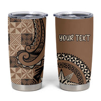 Personalized Tonga Ngatu Tumbler Cup Vintage Brown Manulua Motifs LT7 Brown - Polynesian Pride