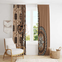 Tonga Ngatu Window Curtain Vintage Brown Manulua Motifs LT7 - Polynesian Pride