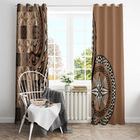 Tonga Ngatu Window Curtain Vintage Brown Manulua Motifs LT7 - Polynesian Pride