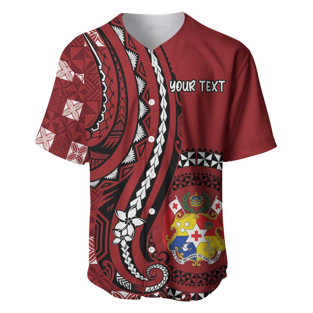 Personalized Tonga Ngatu Baseball Jersey Iconic Red Manulua Motifs LT7 Red - Polynesian Pride