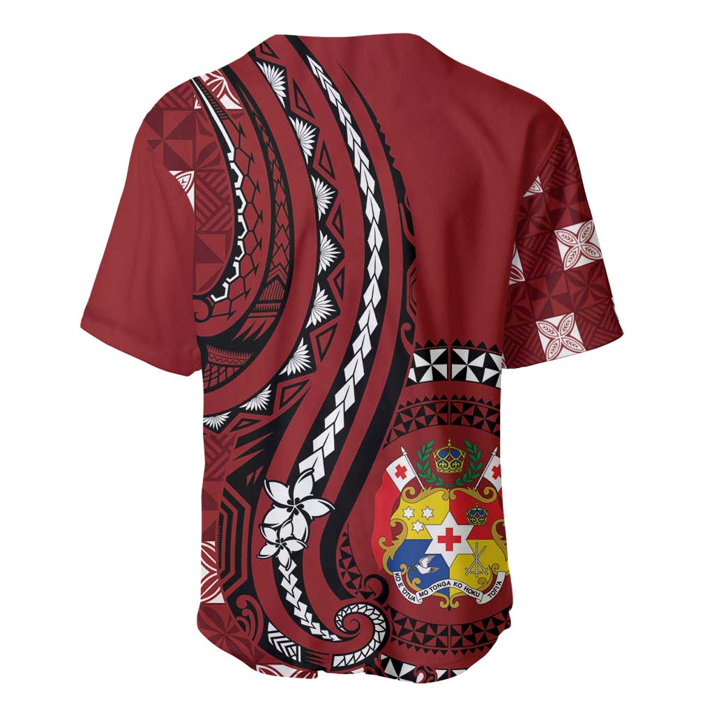 Personalized Tonga Ngatu Baseball Jersey Iconic Red Manulua Motifs LT7 - Polynesian Pride