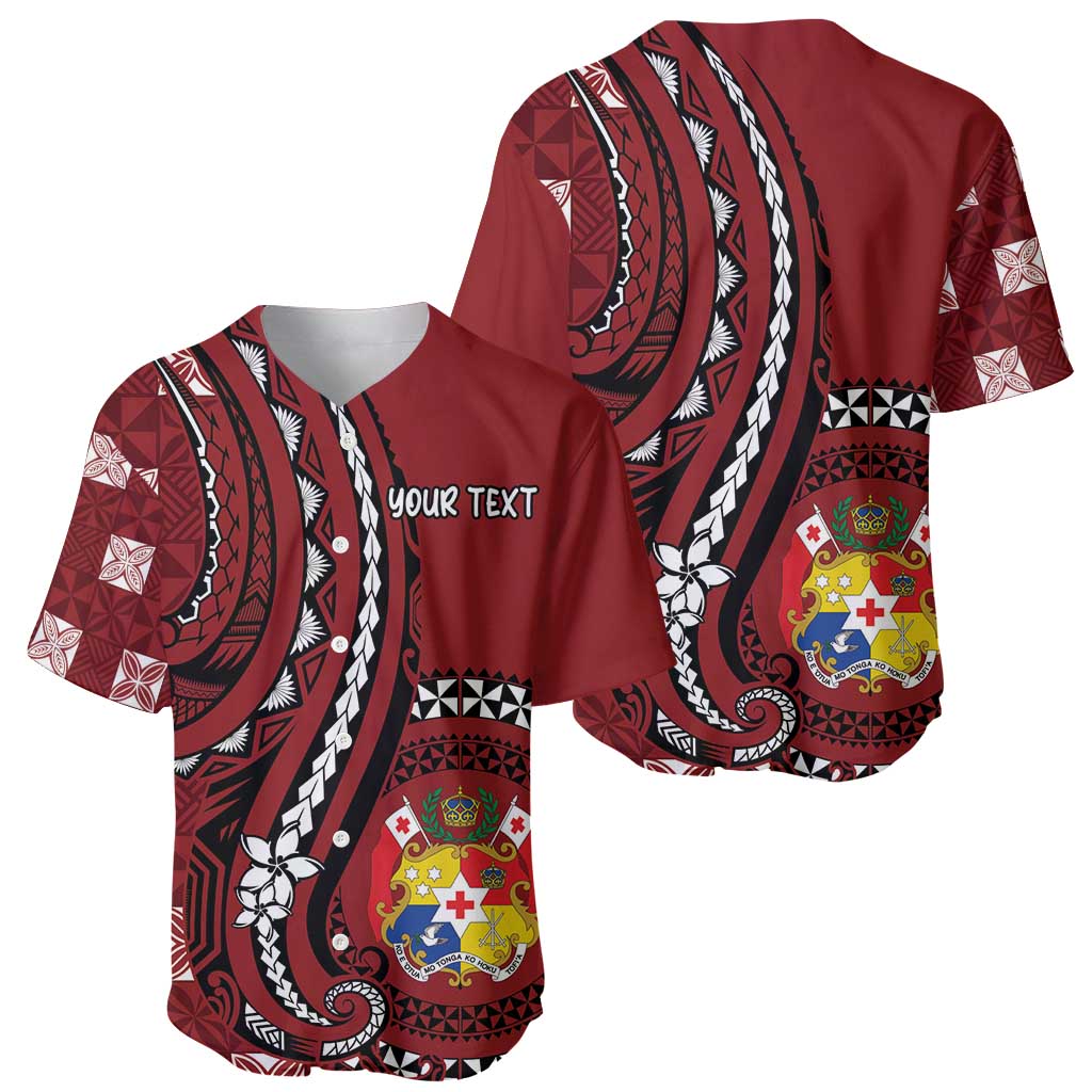 Personalized Tonga Ngatu Baseball Jersey Iconic Red Manulua Motifs LT7 - Polynesian Pride