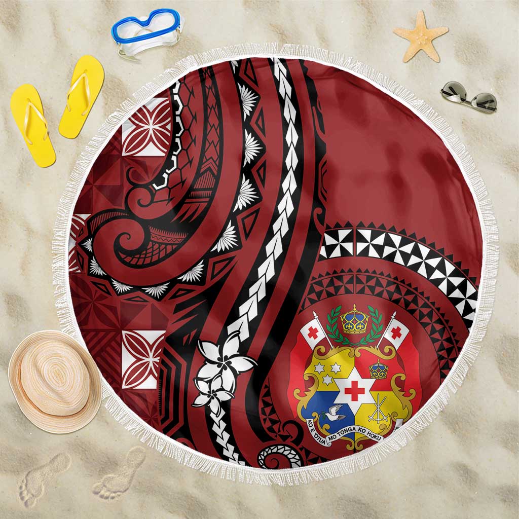 Tonga Ngatu Beach Blanket Iconic Red Manulua Motifs LT7 One Size 150cm Red - Polynesian Pride