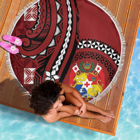 Tonga Ngatu Beach Blanket Iconic Red Manulua Motifs LT7 - Polynesian Pride