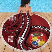 Tonga Ngatu Beach Blanket Iconic Red Manulua Motifs LT7 - Polynesian Pride